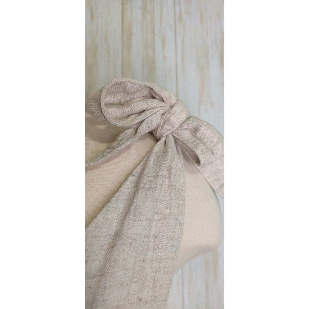 Pink Lily Women's Dress~Linen Blend~ Sleeveless~Ruffled~Tie Straps~Size Large - Picture 4 of 10